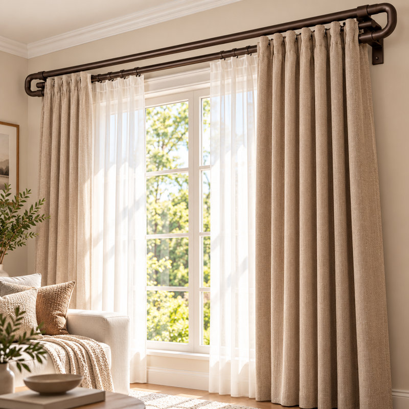 Double Curtain Rod for Blackout