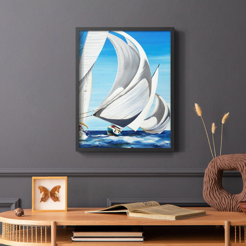 «On the Open Sea», reproduction encadrée - bois massif, Noir, H 10 po x l 8 po
