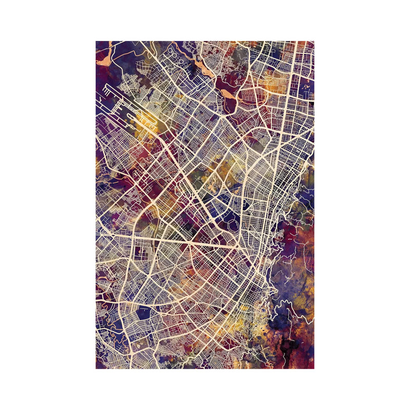 Bogota Colombia City Map II by Michael Tompsett - Wrapped Canvas Gallery-Wrapped Canvas Giclée