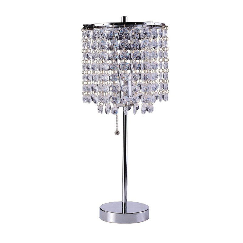 Alessandro 20" Bedside Table Lamp With Clear Drum Shade, Metallic, 19"