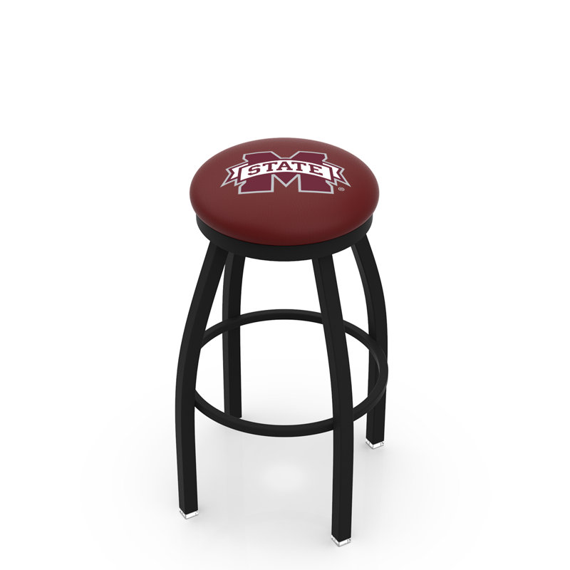 Tabouret de comptoir pivotant de 25 po NCAA, Noir froissé, Université de l'état du Mississippi