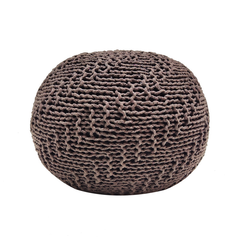 Pouf, 20 W, D, 14 H, Brown, Modern Knit Cover, Simple Cleaning Tall Brown Weave Wide Deep, Design For Room