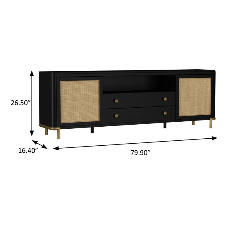 Meuble télé 79,9 po, noir, Black