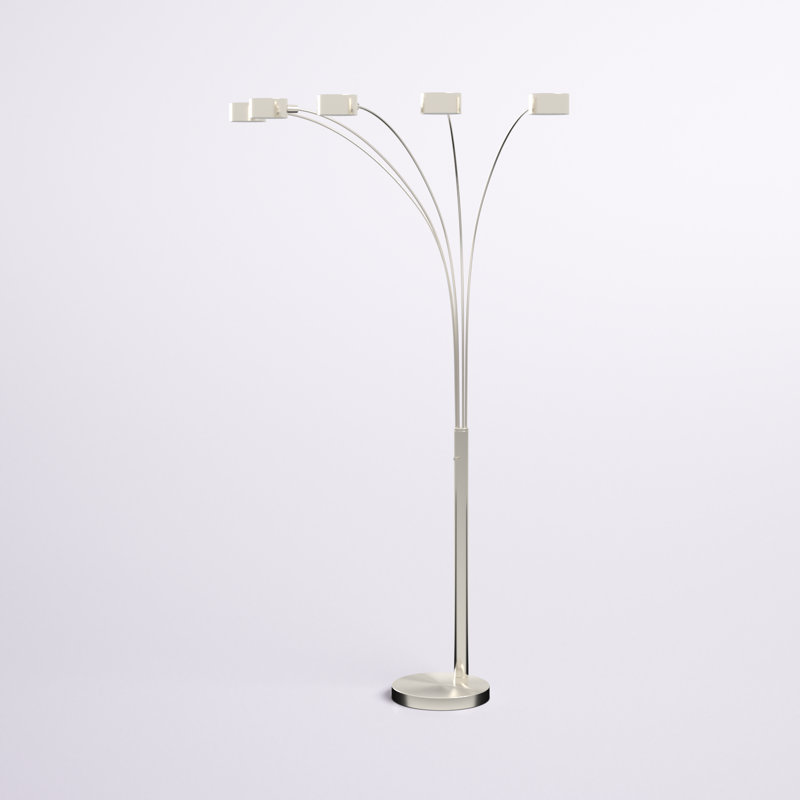 Artiva 88" Brushed Steel Adjustable Multi-Head Arc Floor Lamp
