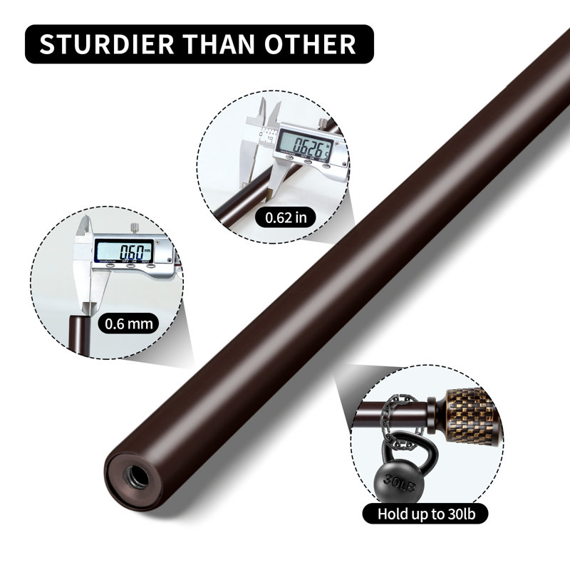 5/8" Single Curtain Rod With Vieve Finials, Bronze Gold, 28" - 48"