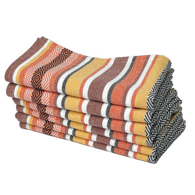 Ensemble de 6 serviettes de table en tissu rayé tissé Salsa