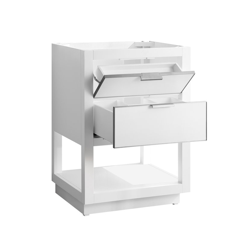 Allie 25" Single Bathroom Vanity Set, Carrara White Marble/Gold, White