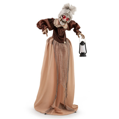 Halloween Animatronic Talking Zombie Maid In Lantern Halloween Decorations With Movable Head And Arms Lights And Sounds