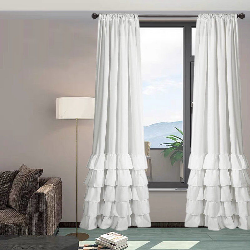 Paire de rideaux semi-transparents avec passe-tringle Allison, Blanc, L 40 po x L 108 po