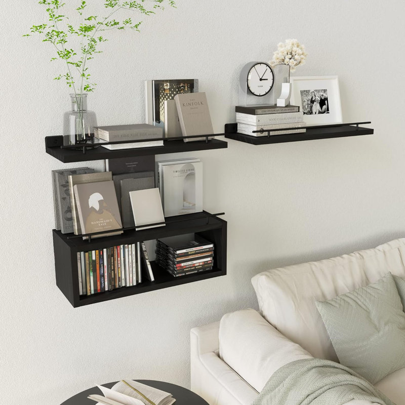 Floating Shelves, 3 Pcs, Black