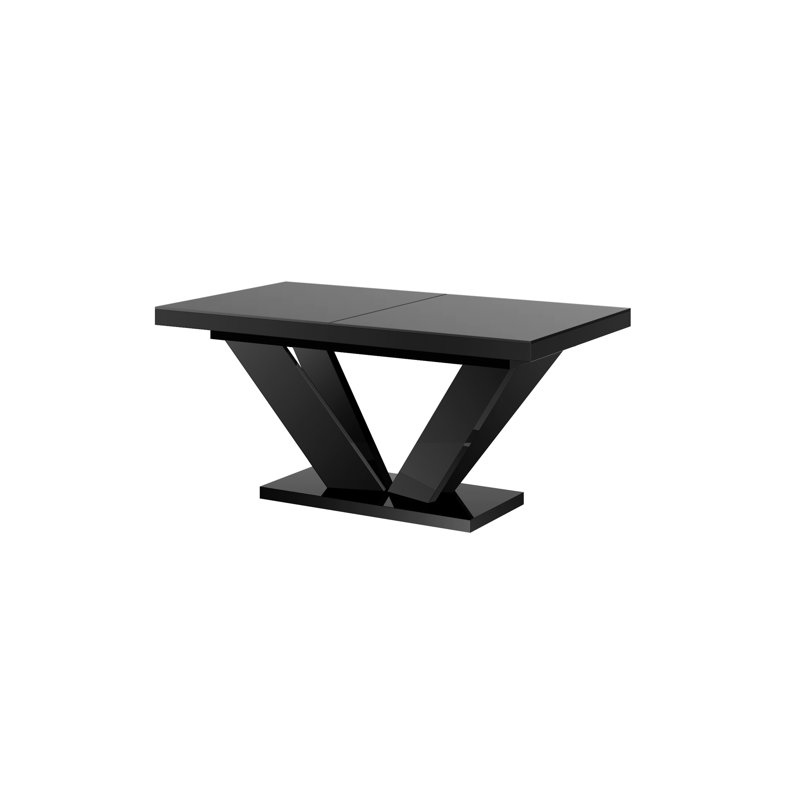 Chingiz 89 cm Extendable Oak Rectangular Dining Table, High Gloss Black