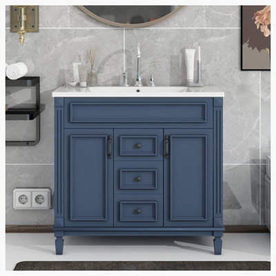 Daleisa 35.9'' Free Standing Single Bathroom Vanity with Resin Top