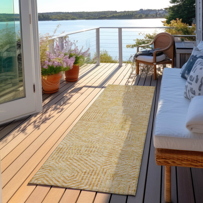 Maliana Washable Geometric Indoor / Outdoor Rug, Runner 2'3" x 7'6"