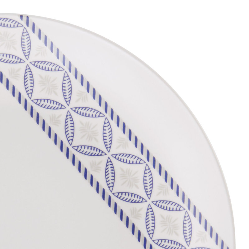Preslie White and Blue Porcelain 18-Piece Dinnerware Set