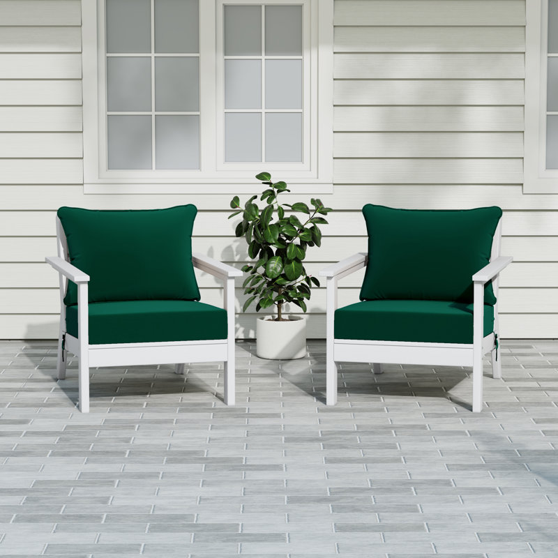 Deep Seating Chair With Cushions (Set Of 2), Green, White