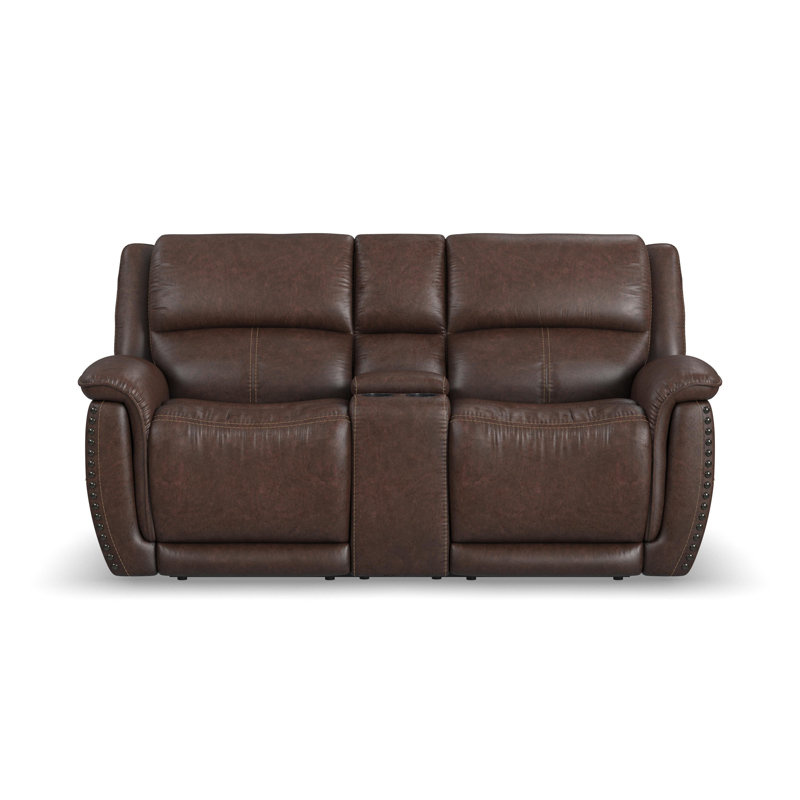 Bryce Power Reclining Loveseat with Console and Power Headrest, Brown