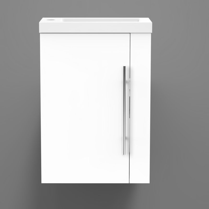 Nikkea 440mm Single Bathroom Vanity with Drop In Resin Basin, White
