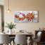 Tableau abstrait à motifs tourbillonnants orange et bourgogne avec des coulures de peinture blanche sur toile-1365025010