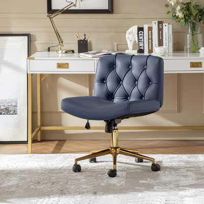 Jacquie 23" W Tilting Office Chair with Button-Tufting and Lumbar Pillow 
