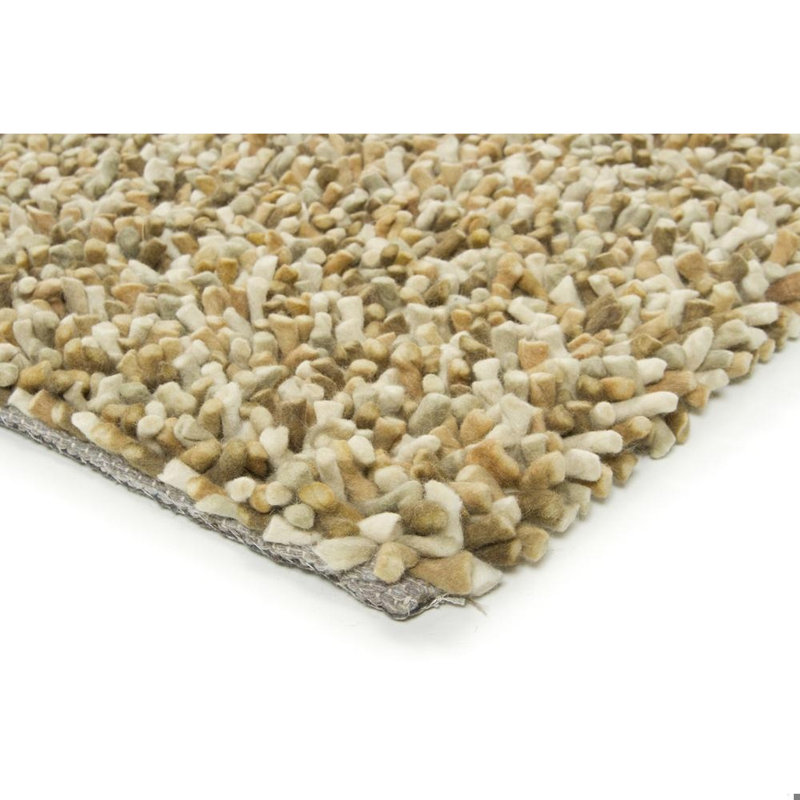 Kerre Authentic Hand-Woven Handmade High Pile Modern Ivory, Orange, Tan & Brown Pebbled Gems Wool Area Rug, Brown/Tan