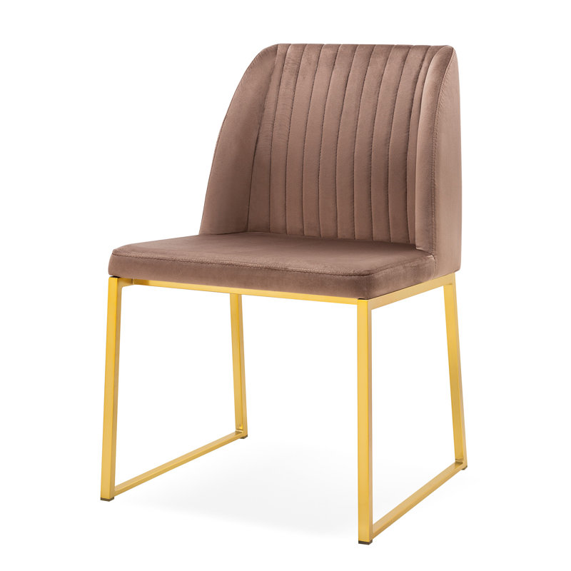 Dejonae 18.5'' H Upholstered Side Chair, Taupe/Gold