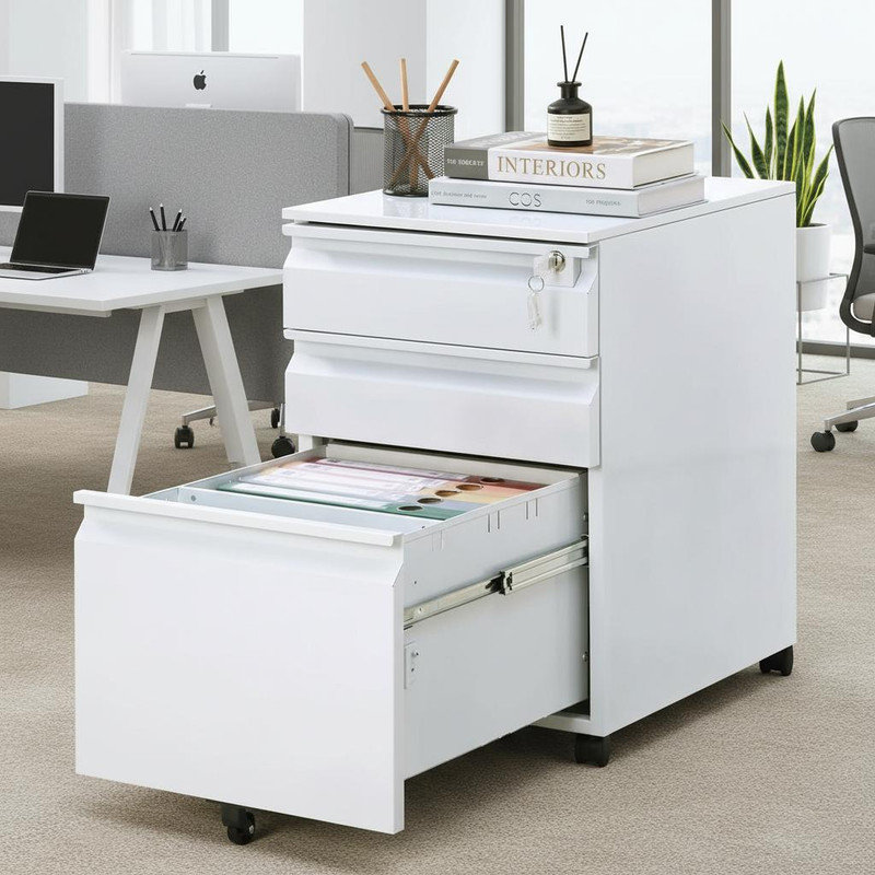 38.9cm Wide 3 -Drawer Steel File Cabinet, White
