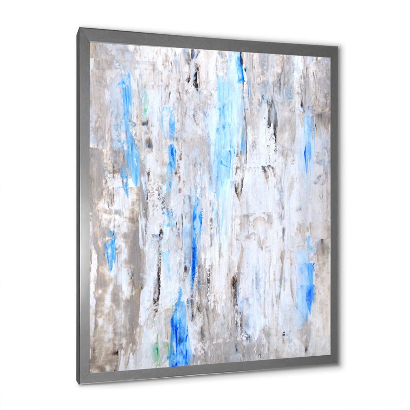 «Blue and Gray Abstract Merging II» - Décoration murale moderne et contemporaine sur toile, H 20 po x l 12 po x P 1 po