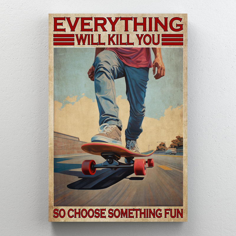 «Skateboarding So Choisir Quelque Chose» 1 - 1 pièce, impression d'art graphique rectangulaire sur toile tendue