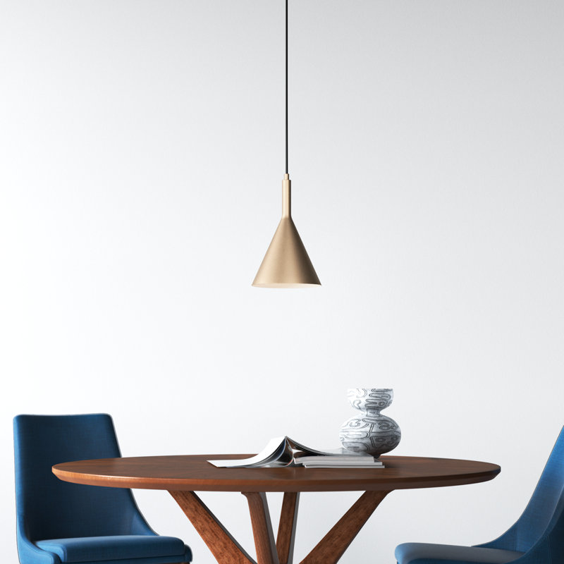 Laroche 1-Light Dimmable Dome Pendant with Adjustable Height, Burnished Brass, 13.29" H x 7.75" W x 7.75" D