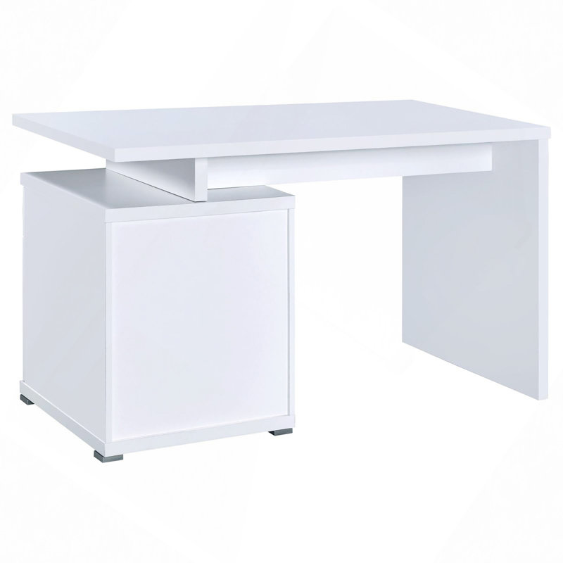 Bureau, bureau réversible à 2 tiroirs, Blanc