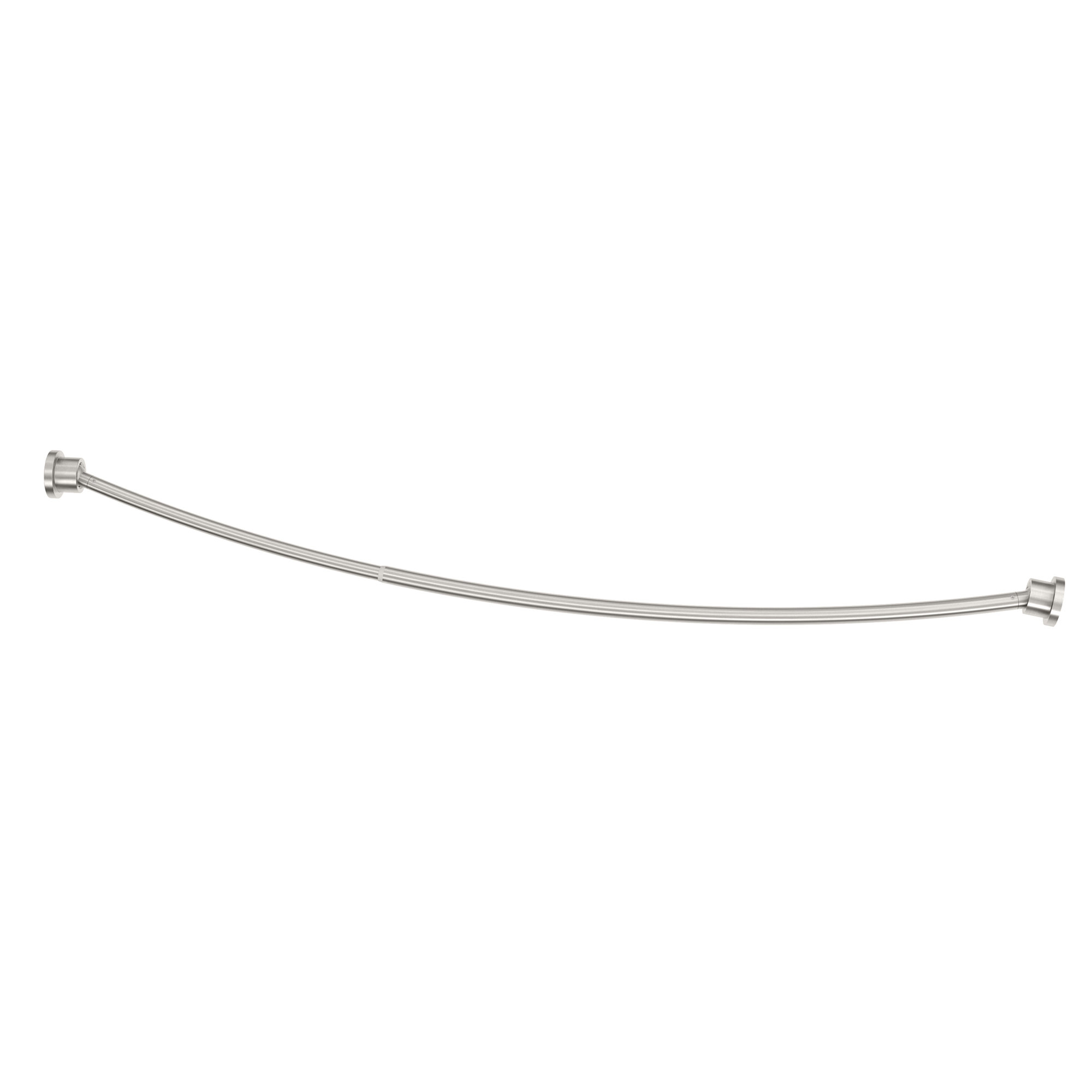 Minimalist 72" Adjustable Curved Fixed Shower Curtain Rod, Satin Nickel