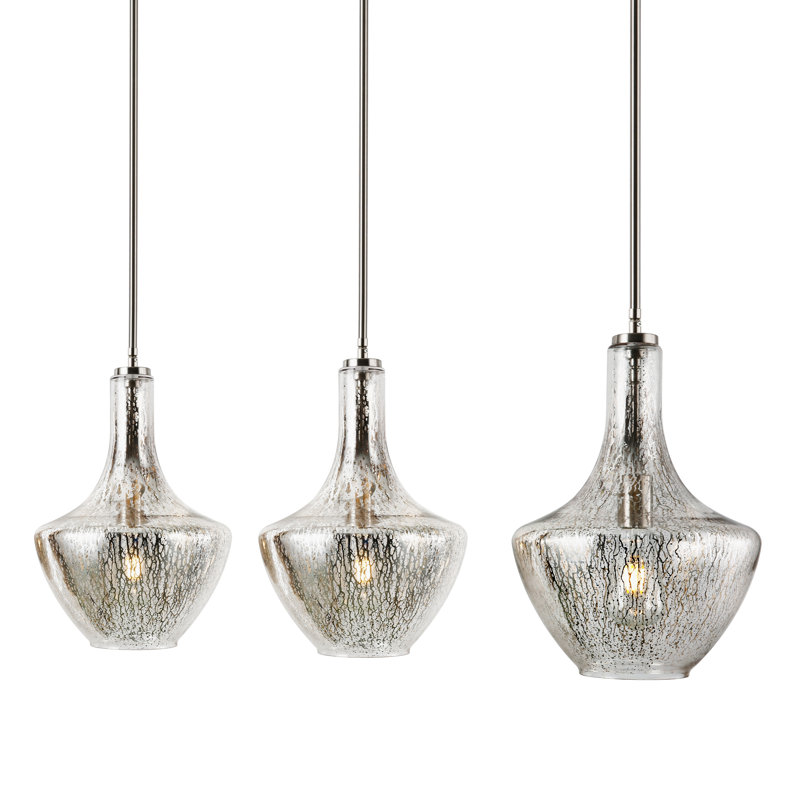 Cammie 3 - Light Kitchen Island Pendant, Smokey, Satin Nickel