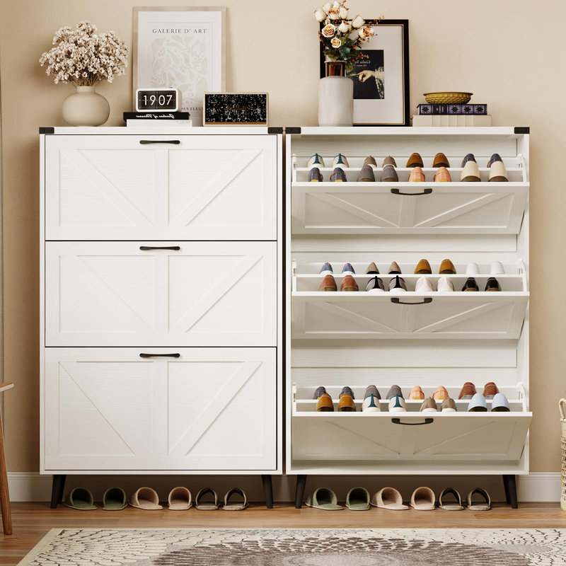 Shoe Storage Cabinet For Entryway, White