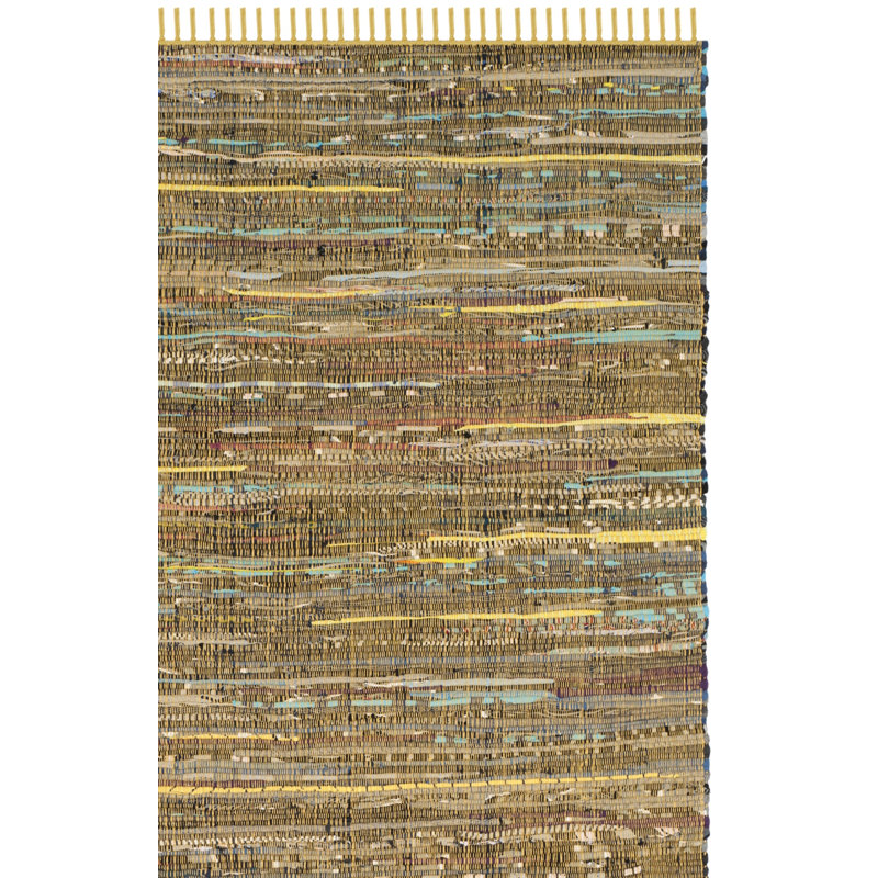 Tapis rayé en coton tissé à la main Desilva, Rectangulaire 3 pi x 5 pi
