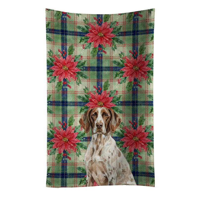 German Shorthaired Pointer Christmas PoinsettIas Kitchen Towel, German Shorthaired Pointer