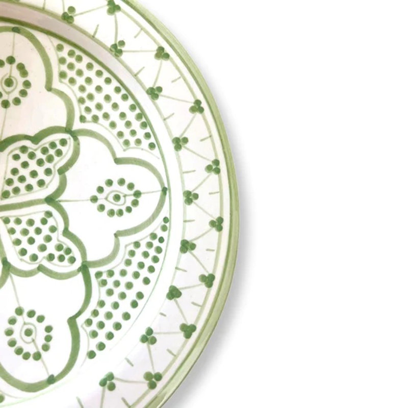 Bungalow Rose Porcelain Ceramic Stainless Steel Platter Serving Dish, Celadon Green