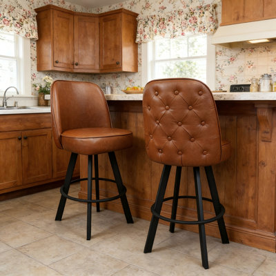 Ensemble de 2 tabourets de bar pivotants rembourrés commerciaux à siège baquet avec cadre en métal pour restaurant et café - assemblage requis