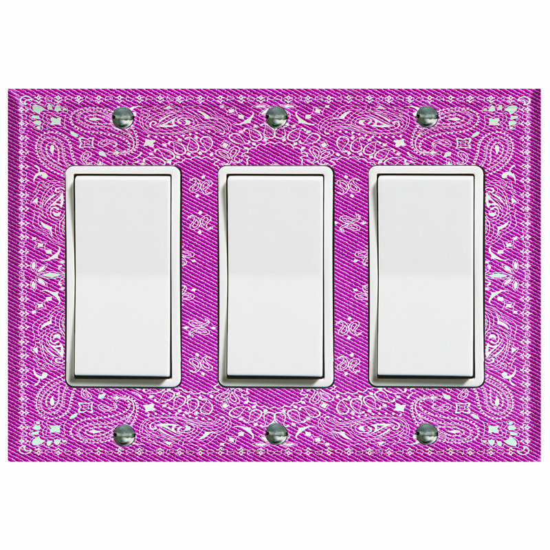Patterned 3 - Gang Toggle Light Switch Standard Wall Plate, Pink