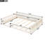 Lit plateforme tapissier beige avec garde-corps et coussin confortable - Structure solide en bois durable-1830589075