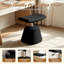 Tabouret de coiffeuse rembourré réglable en hauteur avec repose-pieds intégré, idéal pour la chambre, le salon ou l'entrée, noir.-49736857