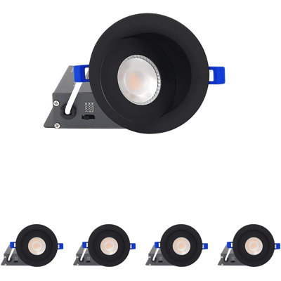 Panneau mince à DEL à cardan rond 4 po Dawnray, à intensité variable, 9 W, 700 Lm, (réglable en 3 parties) 3000K-4000K-5000K, hermétique avec boîte de jonction