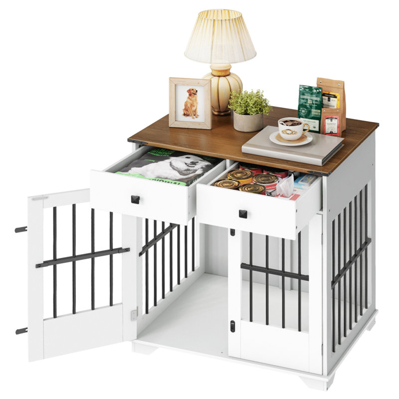 Desiderata 2-Doors Furniture Style Dog Crate with 2 Drawers