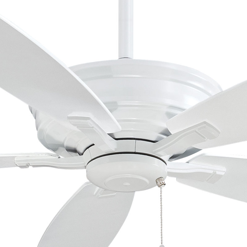 52" Kafe' 5 - Blade Standard Ceiling Fan with Pull Chain, White