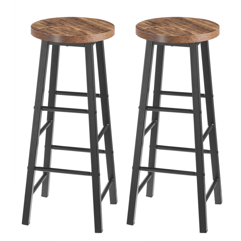 Haydenville Upholstered Counter Stool with Metal Frame, Black, Vintage Wood