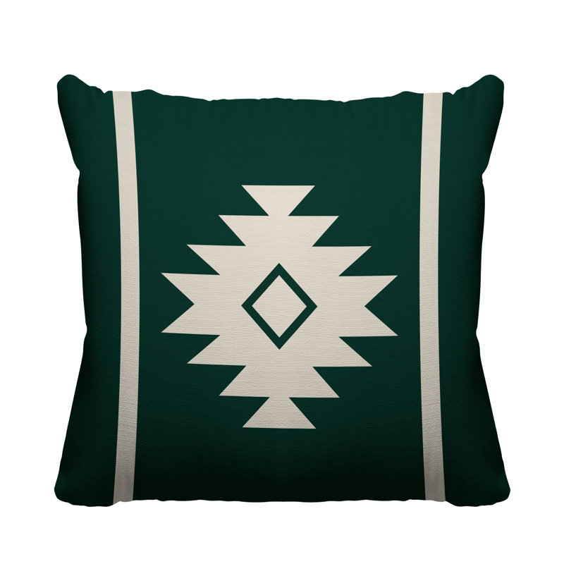 Coussin décoratif intérieur / extérieur Wapi Southwestern, L 15 po x H 15 po, Émeraude