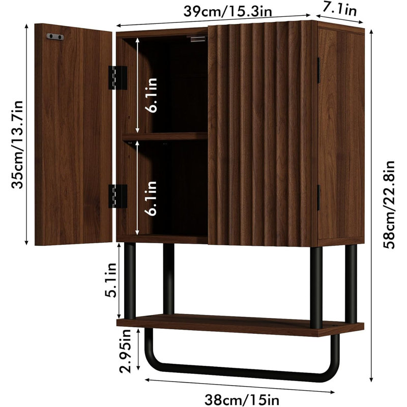 Armoire de salle de bain Farmhouse, Noyer foncé