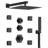 RelaxaJet Thermostatic Shower System 12" Wall Mounted High-Pressure Rainfall Shower Head with Handheld Shower,Body Jet-92522942