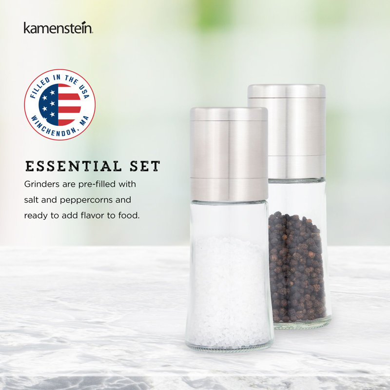 Stainless Steel and Glass Salt and Pepper Grinder Set