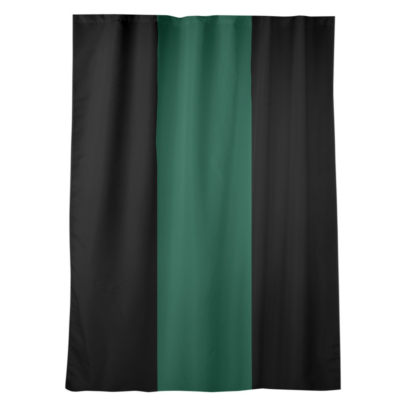 New York Big Sateen Room Darkening Curtain Single Panel, Black/Green, 84" W x 53" L