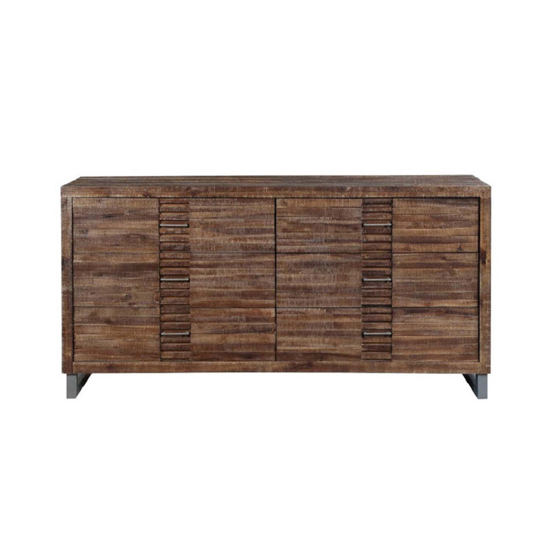 Commode 6 tiroirs Andria, finition chêne récupéré